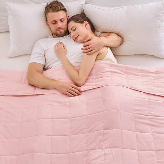 yescool Weighted Blanket for Adults (25 lbs, 88” x 104”, Pink) Cooling Heavy Blanket for Sleeping Perfect for 240-260 lbs, King Size Breathable Blanket with Premium Glass Bead