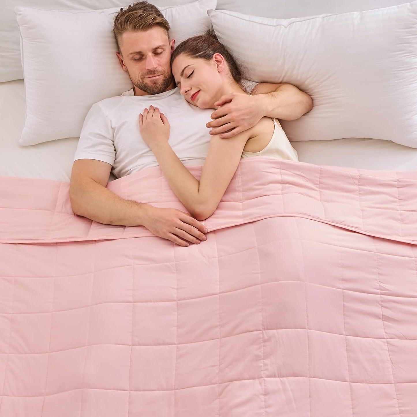 yescool Weighted Blanket for Adults (30 lbs, 88" x 104", Pink) Cooling Heavy Blanket for Sleeping Perfect for 290-310 lbs, King Size Breathable Blanket with Premium Glass Bead, Machine Washable