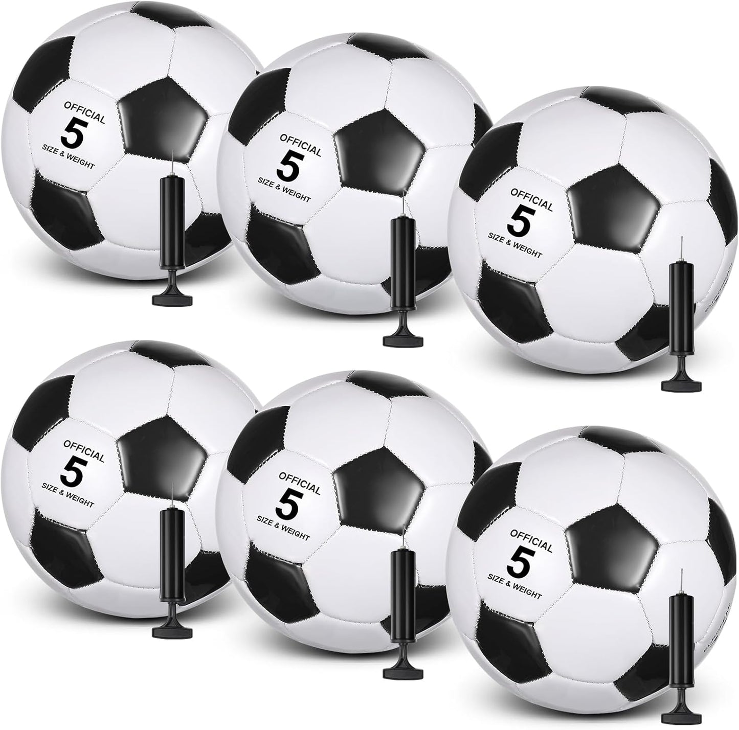 6 Pcs Operation Christmas Soccer Ball Bulk with Pump Needles, Size 3 4 5 Deflated Soccer Ball Gift for Youth Adult Game Training Practice Christian Charity Donation Supplies