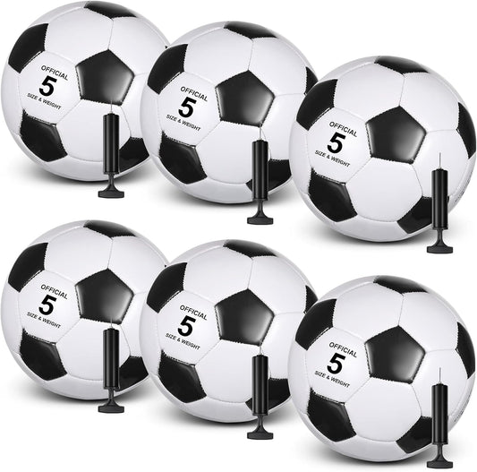 6 Pcs Operation Christmas Soccer Ball Bulk with Pump Needles, Size 3 4 5 Deflated Soccer Ball Gift for Youth Adult Game Training Practice Christian Charity Donation Supplies
