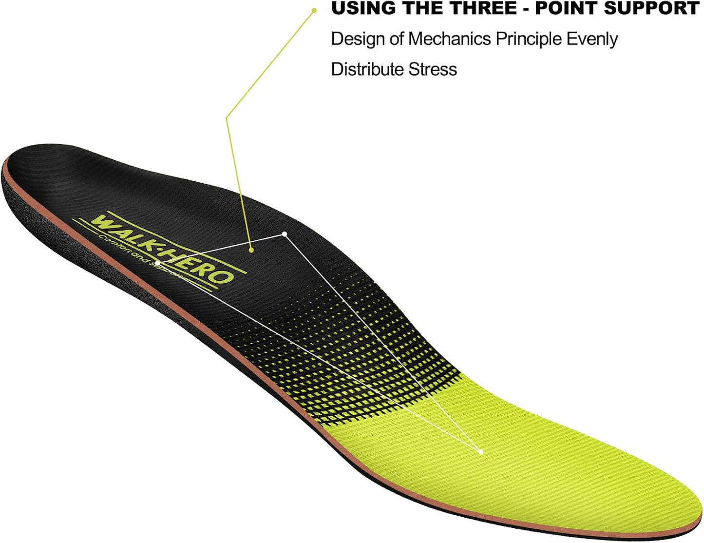 Plantar Fasciitis Feet Insoles Arch Supports Orthotics Inserts Relieve Flat Feet, High Arch, Foot Pain Lime Yellow