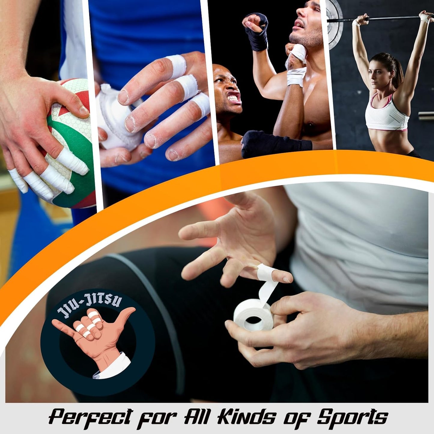 Pro Finger Tape 9 Pack - 0.3” x 45 Ft Black Athletic Sports Tape for Rock Climbing,BJJ,Jiu-Jitsu,Wrestling,Judo