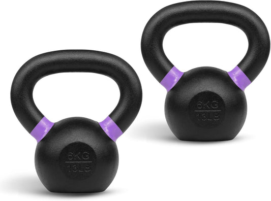 Yes4All Powder Coated Cast Iron Kettlebell Strength Training Kettlebells Weight Set for Full Body Workout, Home Gym