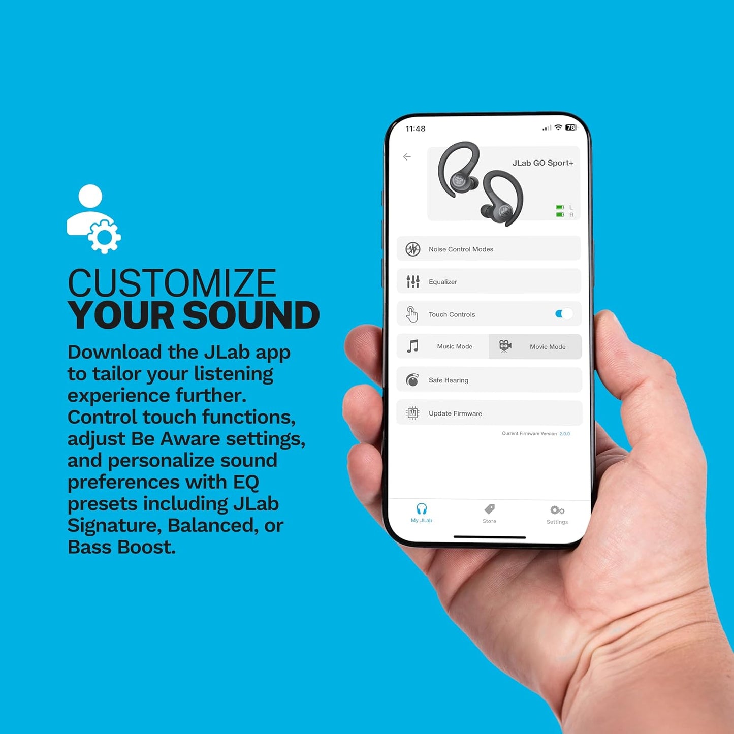 JLab Go Sport+ Wireless Workout Earbuds Featuring C3 Clear Calling, Secure Earhook Sport Design, 35+ Hour Bluetooth Playtime, and 3 EQ Sound Settings (Green)