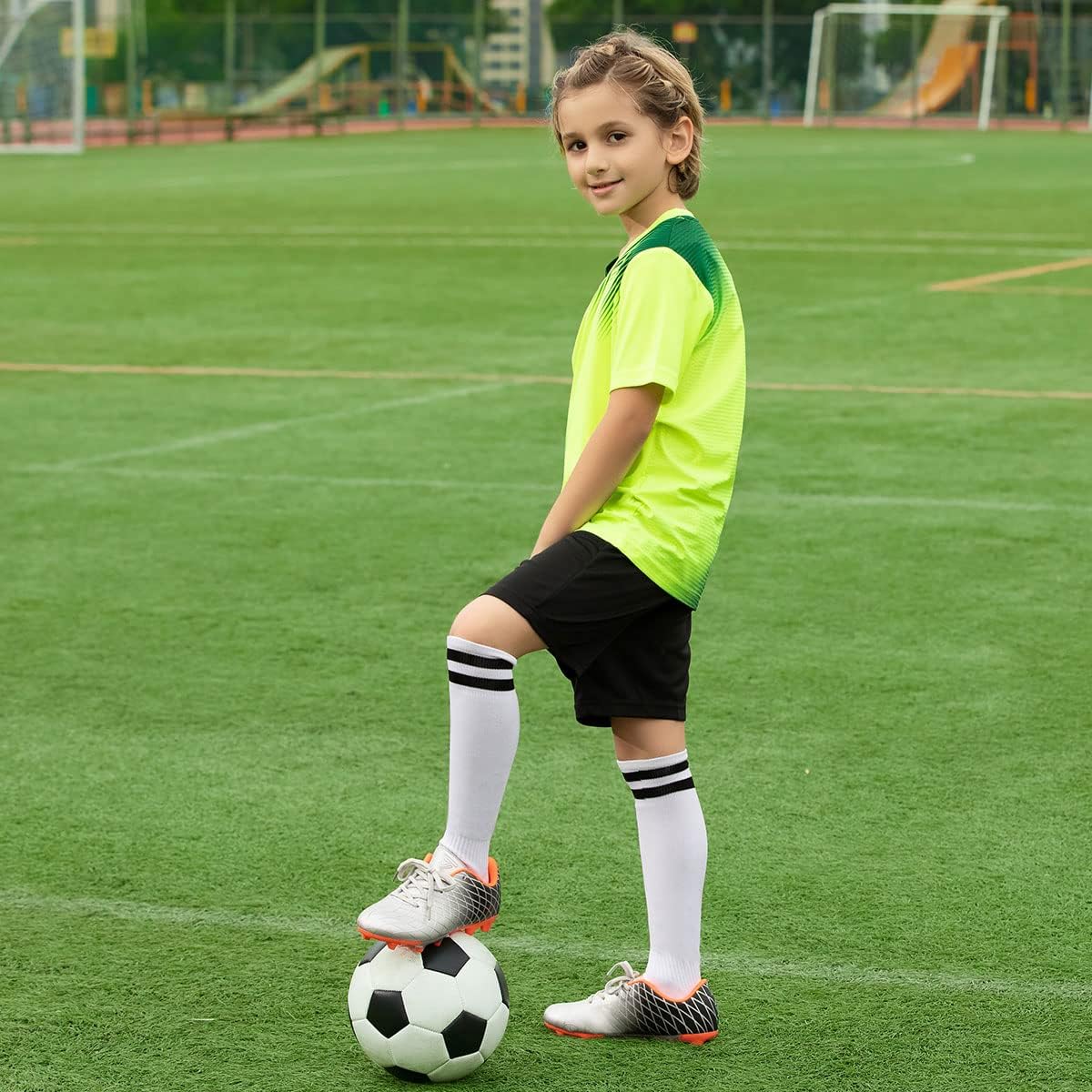 JABASIC Kids Outdoor Soccer Cleats Athletic Firm Ground Football Shoes