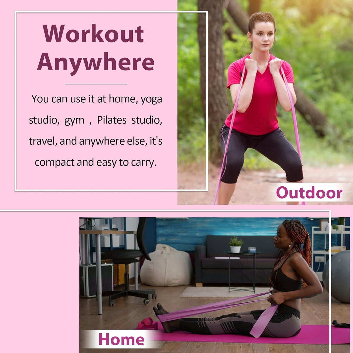 Resistance Bands for Working Out, Physical Therapy Bands, Latex Free Elastic and Exercise Bands Set for Stretching, Suitable for Rehab, Yoga, Pilates, Gym, Home Exercise