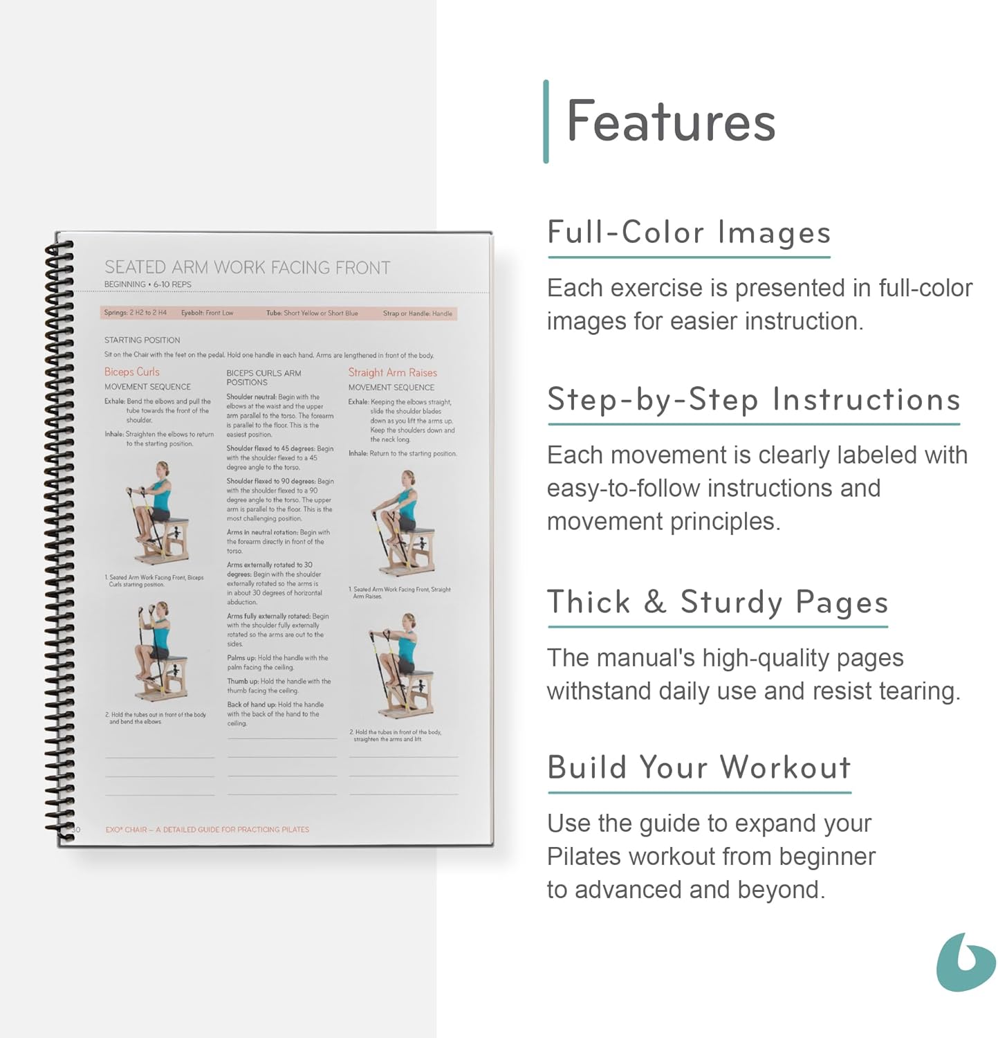 Balanced Body Exo Chair Guide, Pilates Exo Chair Guide for Workout Equipment, for Home Gym or Studio Use.