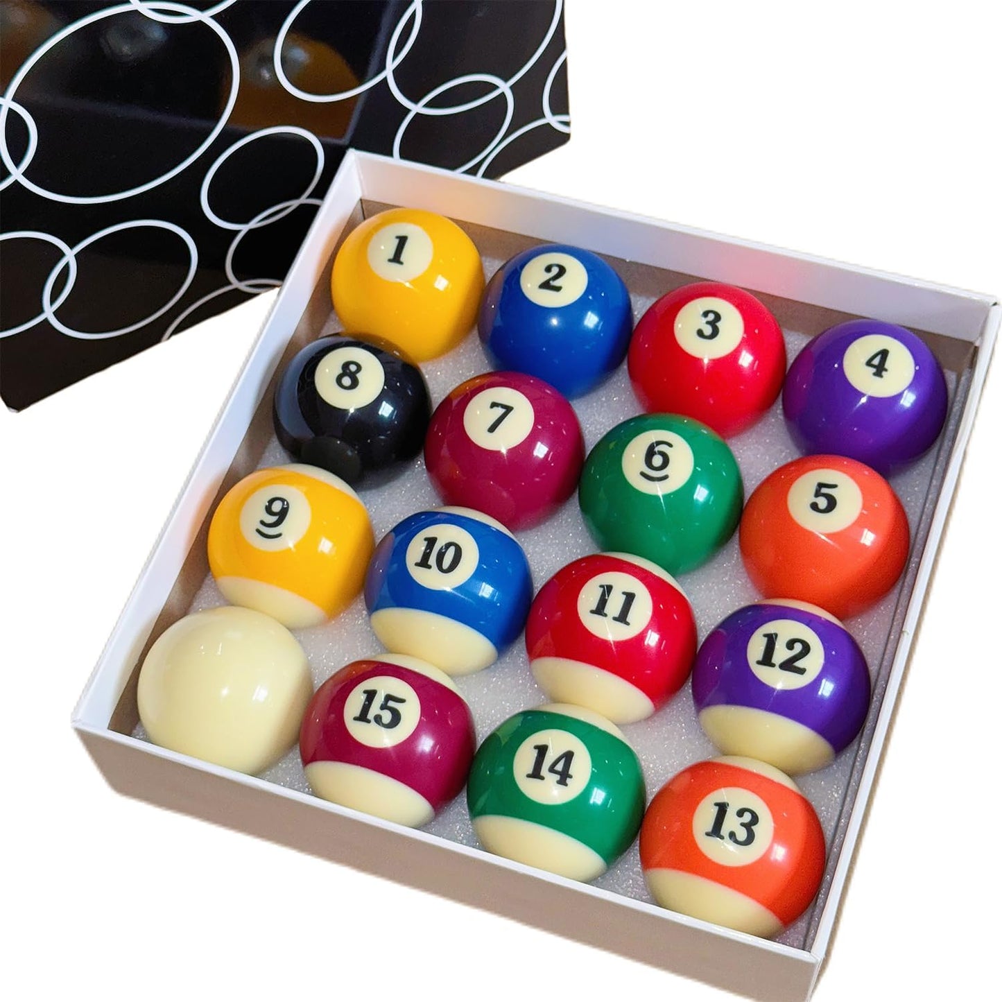 Billiard Balls Standard Set 16 Pool Table Balls 2-1/4 inch Replacement Billiard Cue Ball Set Professional Pool Table Accessories