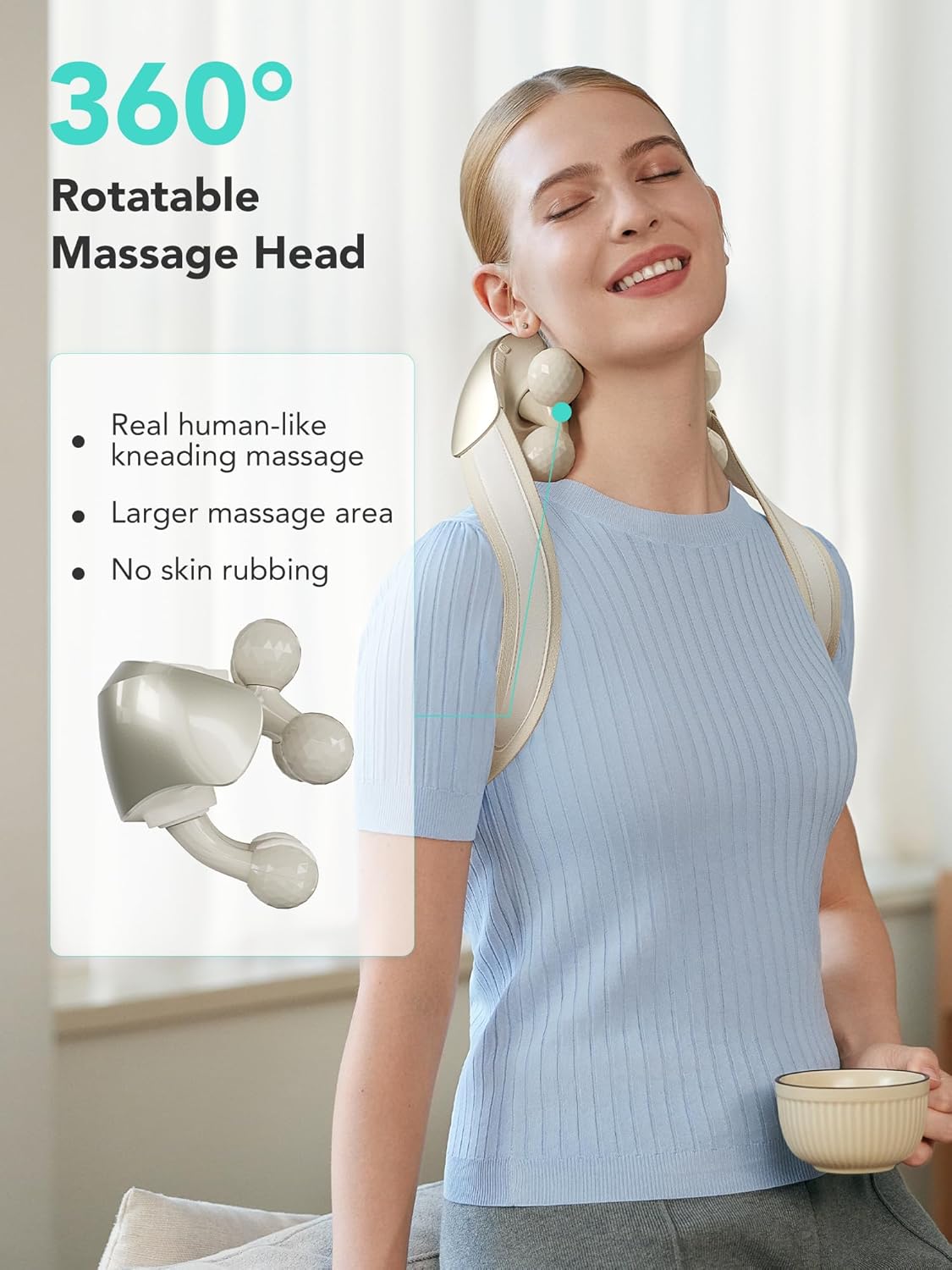 SKG Neck Massager for Pain Relief Deep Tissue Cordless Shiatsu Neck and Shoulder Massger with Heat H7 Ultra