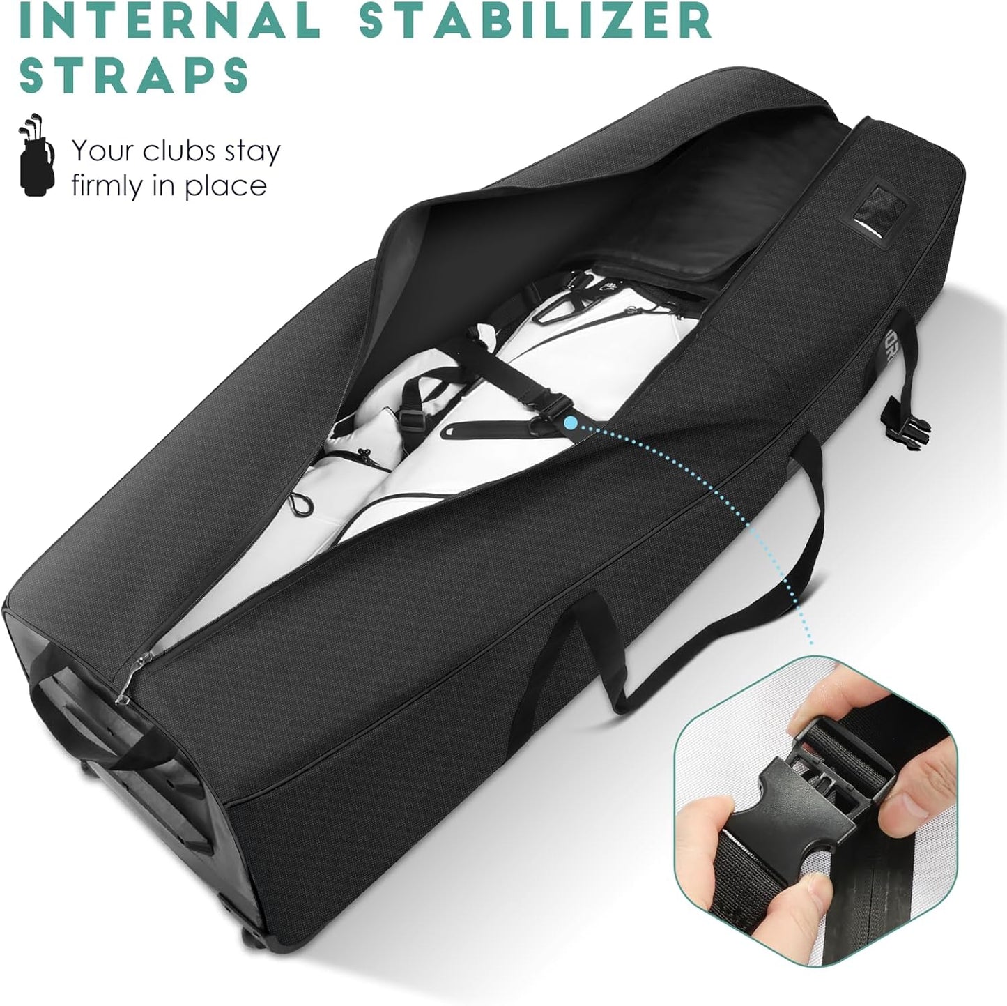 Golf Travel Bags for Airlines with Wheels, Soft-Sided 900D Oxford Cover, Padded Club Protection, Universal Fit Golf Gifts for Men and Women