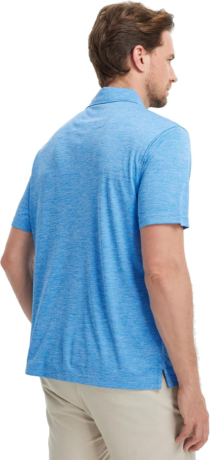 M MAELREG Golf Shirts for Men Short Sleeve Dry Fit Casual Striped Performance Moisture Wicking Collared Mens Polo Shirts