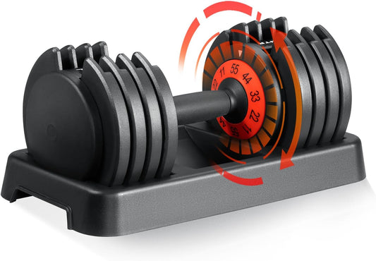 SKOK 25/55 lbs Pair Adjustable Dumbbells Set, Adjustable Weights Dumbbells Set for Men and Women with Anti-Slip Fast Adjust Weight by Turning Handle,Black Dumbbell with Tray