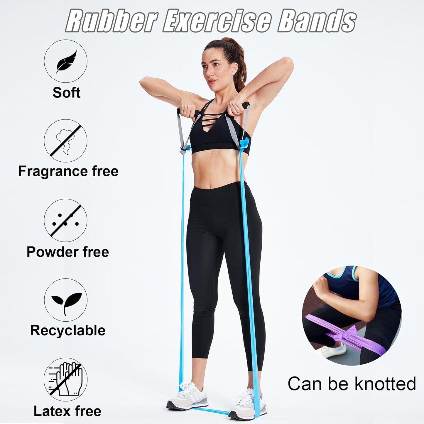 Resistance Bands for Working Out, Physical Therapy Bands, Latex Free Elastic and Exercise Bands Set for Stretching, Suitable for Rehab, Yoga, Pilates, Gym, Home Exercise