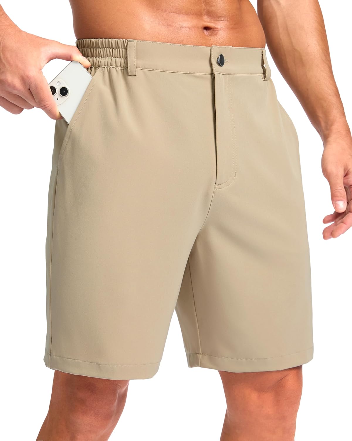 Pudolla Men's Casual Shorts 7"/9" Lightweight Golf Shorts with 3 Pockets Stretch Quick Dry Comfy Work Shorts