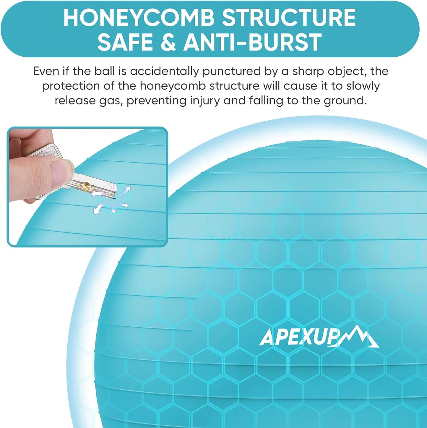 APEXUP Yoga & Pilates Ball - Anti Slip Heavy Duty Gym Ball for Fitness, Balance & Core Workout