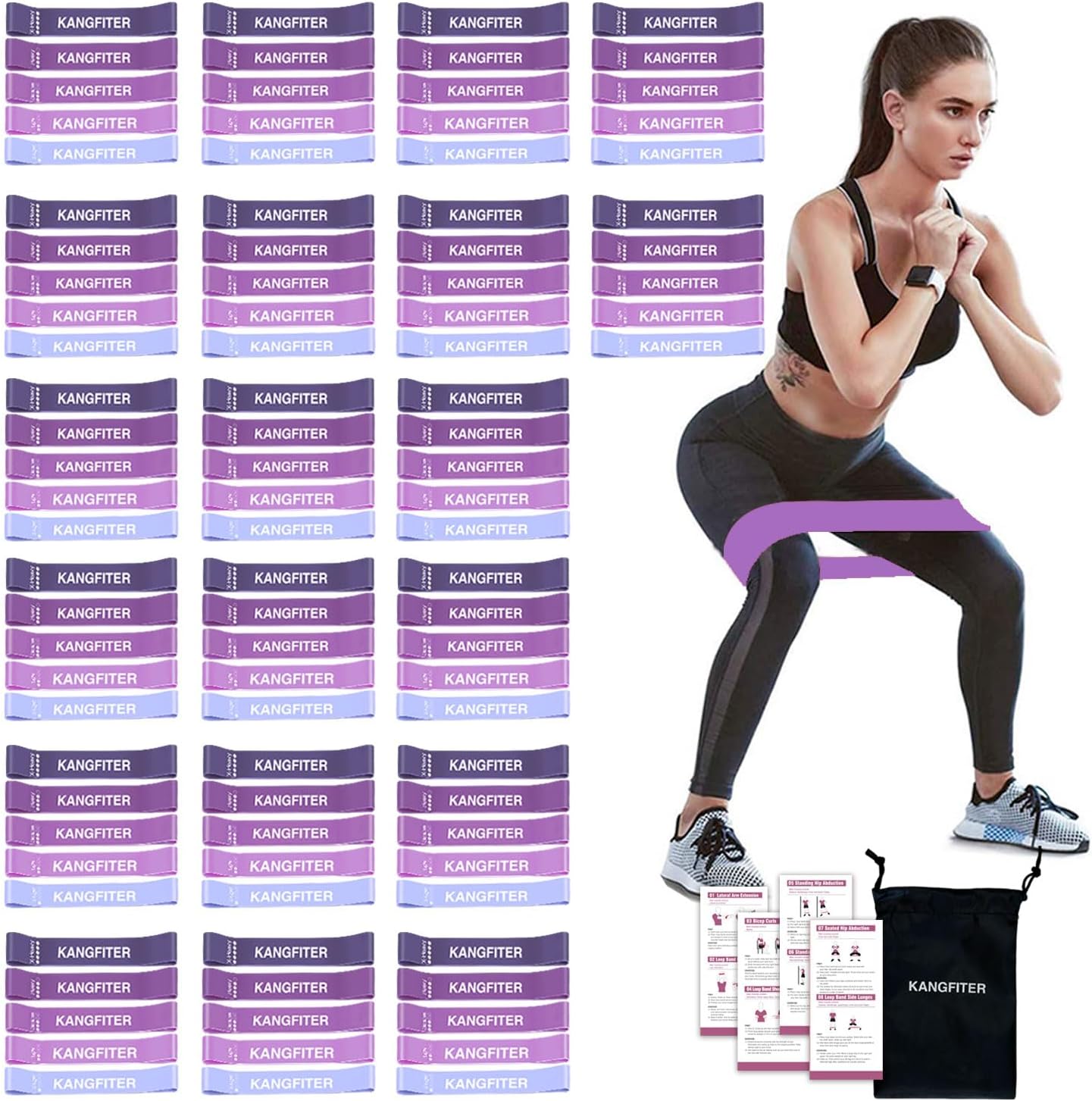 100 PCS Bulk Resistance Bands, Loop Exercise Bands Set for Gym Members Sports Class Students Gift, 5 Pieces Each Set with Storage Bag, Fitness Bands for Outdoor Home Gym Yoga Pilates