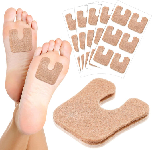 Boao 30 Pcs Callus Pads 1/4" Thick U Shaped Metatarsal Corn Pads Felt Callus Cushions Adhesive Corn Protectors for Men Women Feet Toes Pain Relief Blister Prevention