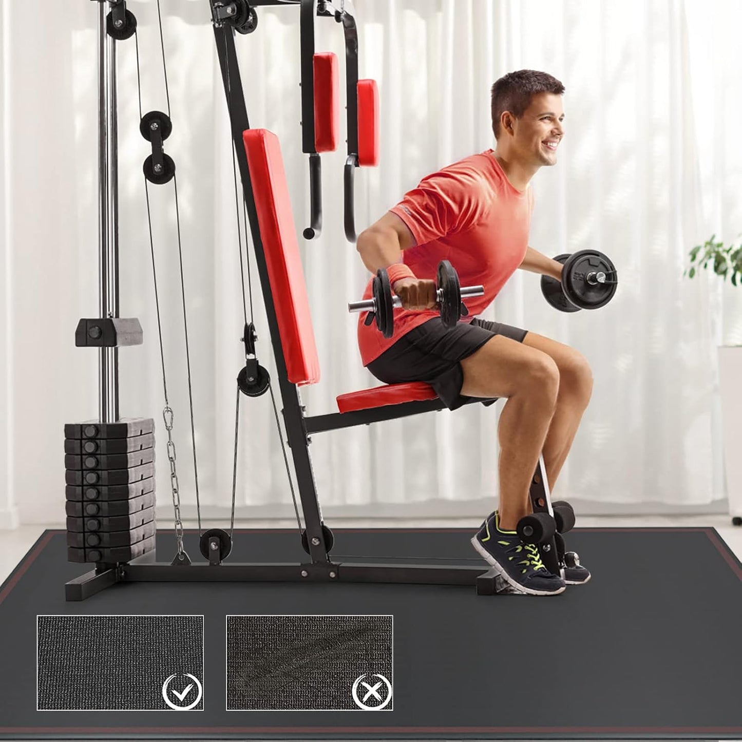 Vivitory Extra Large Yoga Mat for Home Workout 8'x5'/6'x4' (7mm), Large Exercise Mat, Ultra Durable, Non-Slip, Workout Mat for Instant Home Gym Flooring, Gym Mats for Cardio, Weightlifting, Jump Rope