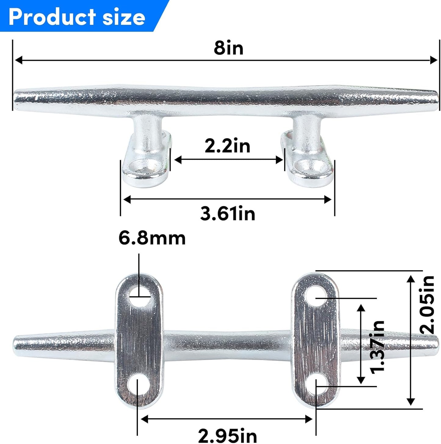 Chromium-Plated Boat Cleat, Boat Dock Cleats Open Base, Boat Cleats-Dock Cleat, Dock Cleats with Fasteners, Rope Cleat for Tying up Boats,Marine Decor(2Size,2Pack,4Pack)