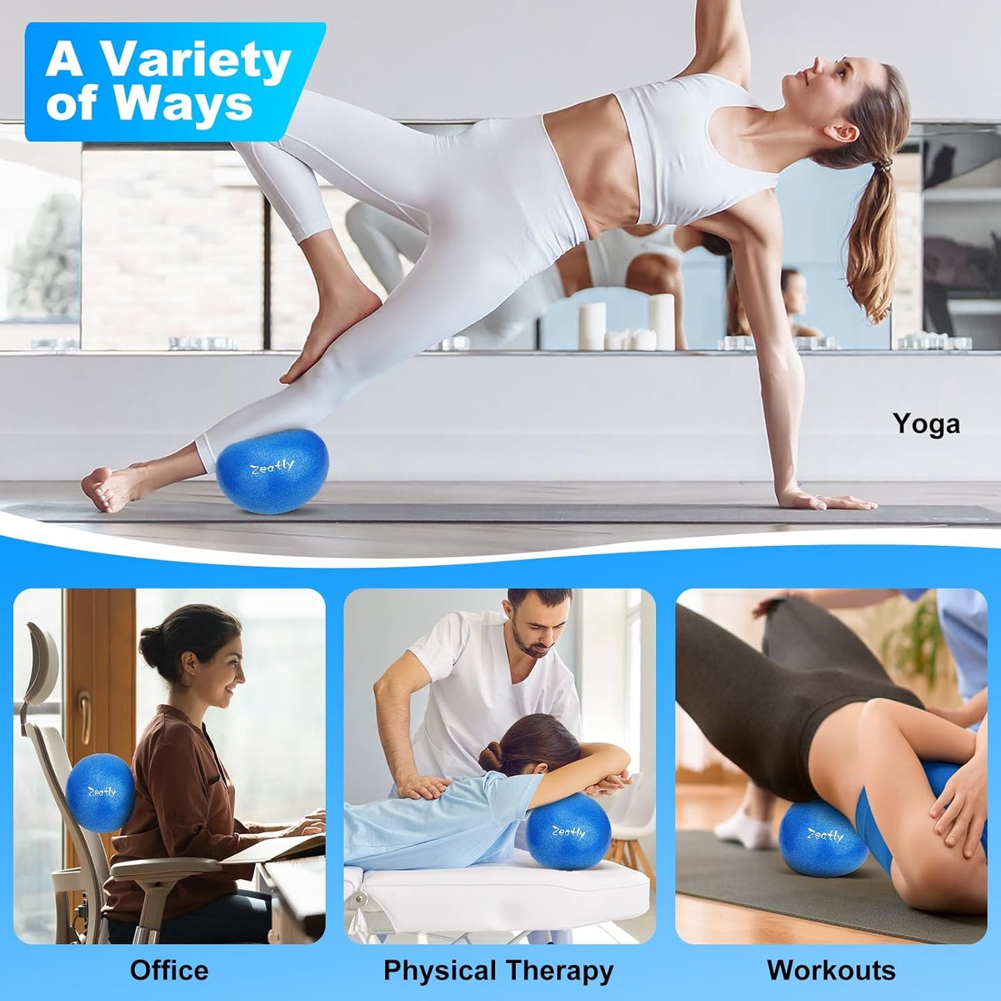 9 Inch Mini Exercise Ball for Pilates, Yoga, and Core Training, Small Exercise Ball with Pump, Guide for Physical Therapy, Balance, Stability, and Stretching, Ideal for Home land Office Fitness