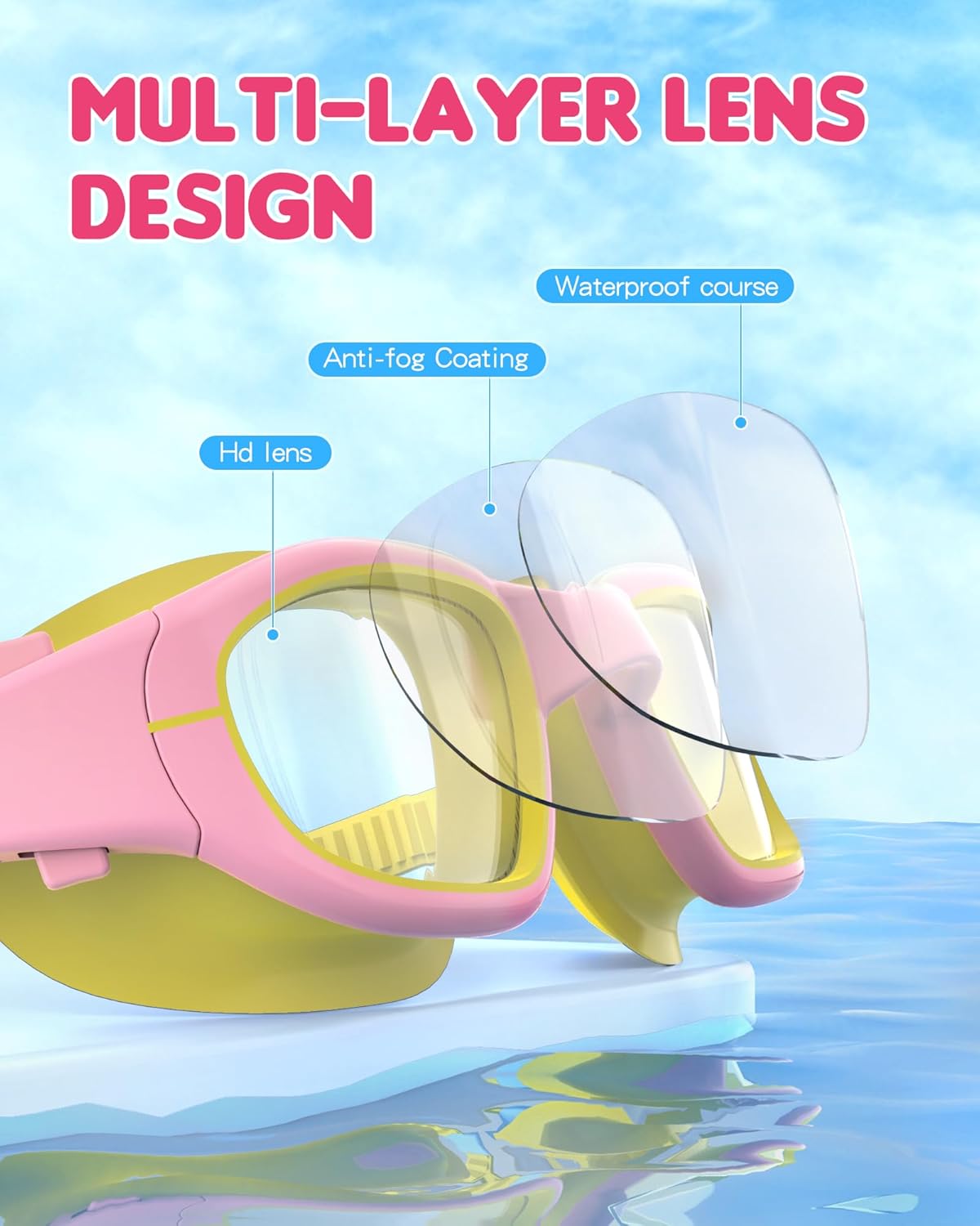 Kids Swim Goggles,Swimming Goggles for Kids 6-14, Anti-Fog UV Protection Pool Glasses for Boys Girls