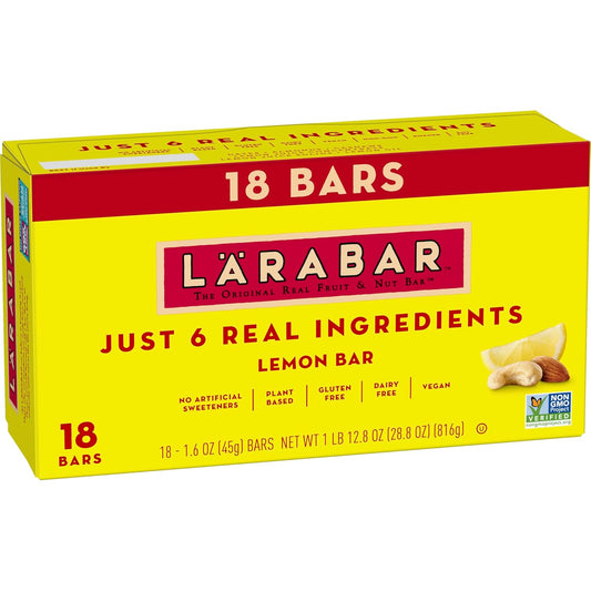 Larabar Lemon Bar, Gluten Free Vegan Fruit & Nut Bars, 1.6 oz bars, 18 ct
