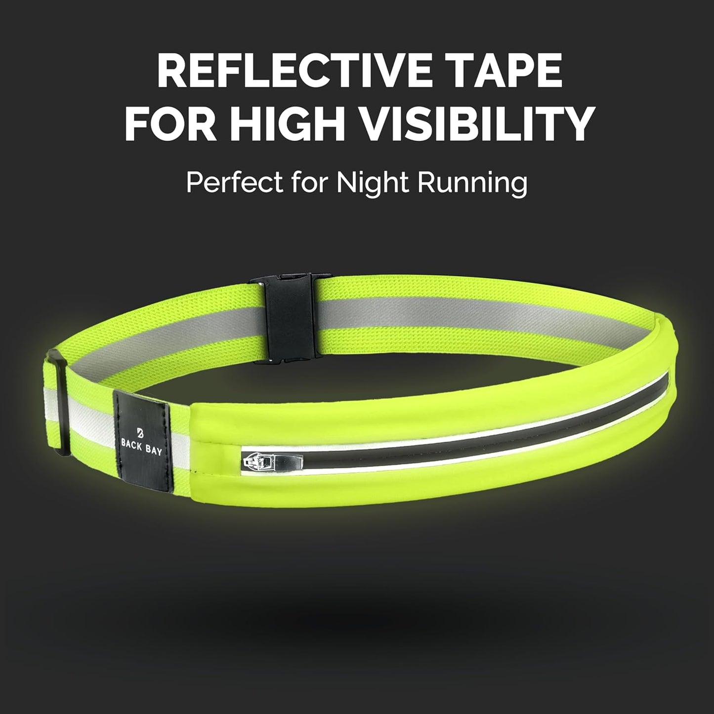 Back Bay Reflective Running Belt for Women & Men [Fits ALL Phones], Runners Fanny Pack, Money Belt, Reflective Running Gear, Waist Bag Workout Gear, iPhone Runner's Phone Holder Waist Pack