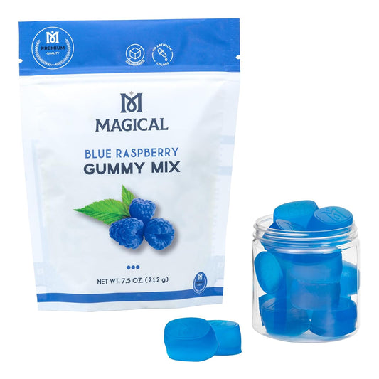 MAGICAL BUTTER Organic Premium Blue Raspberry Gummy Mix - Low Calorie, Zero Sugar Snacks, Sugar Free, Healthy Candy for Adults
