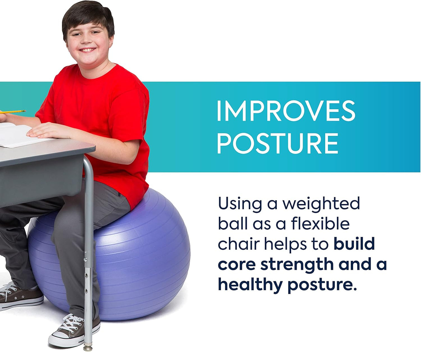 Bouncyband Balance Ball – Create Flexible Seating to Improve Focus at School, Office, or Home with This No-Roll Weighted Ball