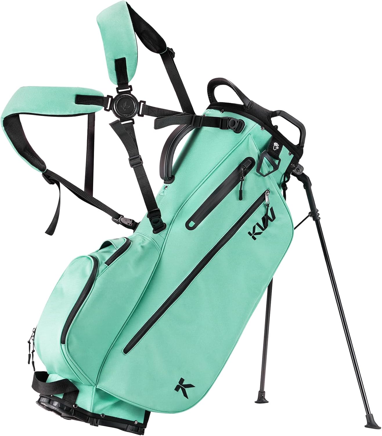 KVV Lightweight Golf Stand Bag with 7 Way Full-Length Dividers, 5 Zippered Pockets, Automatically Adjustable Dual Straps，Elegant Design