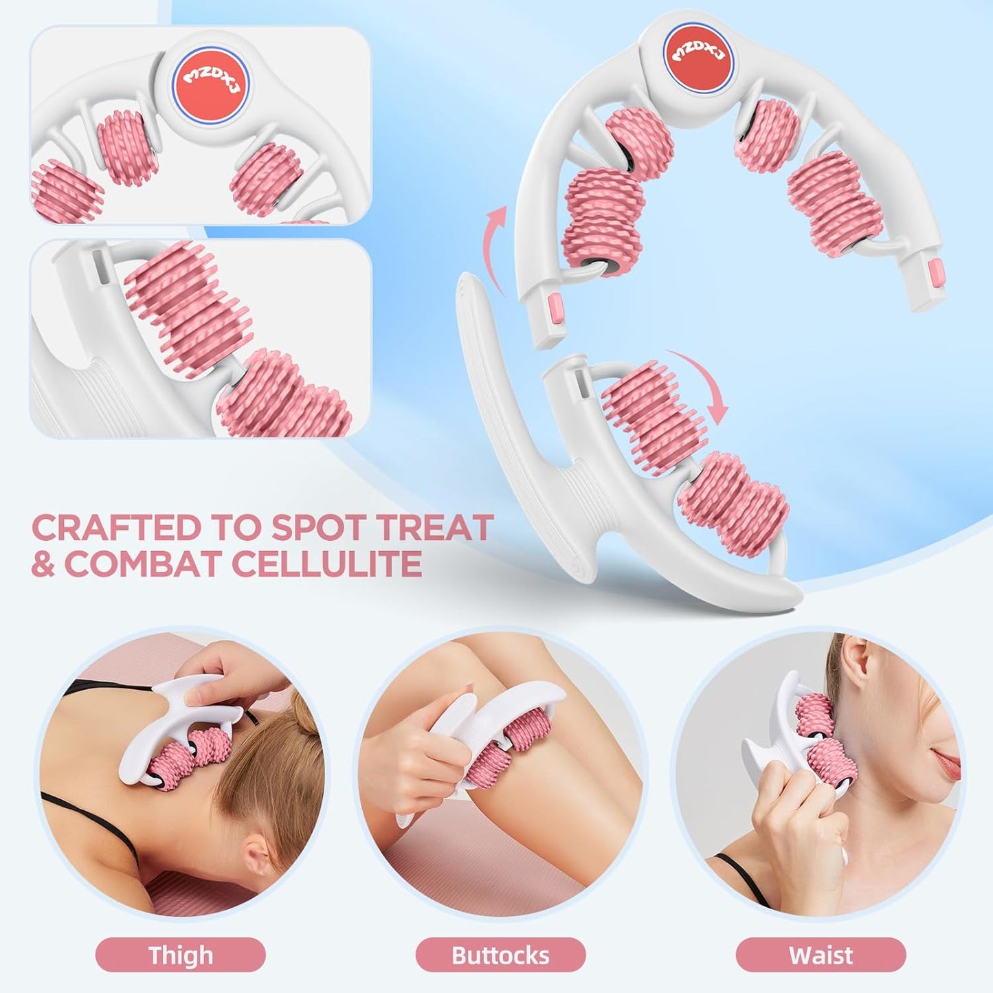 Cellulite Massage Tool Deep Fascia Massager & Dimpled Skin Remover for Legs - Anti-Cellulite Roller Tech with Lymphatic Drainage, Smooth Skin & Pain Relief for Thighs & Buttocks Sculpting