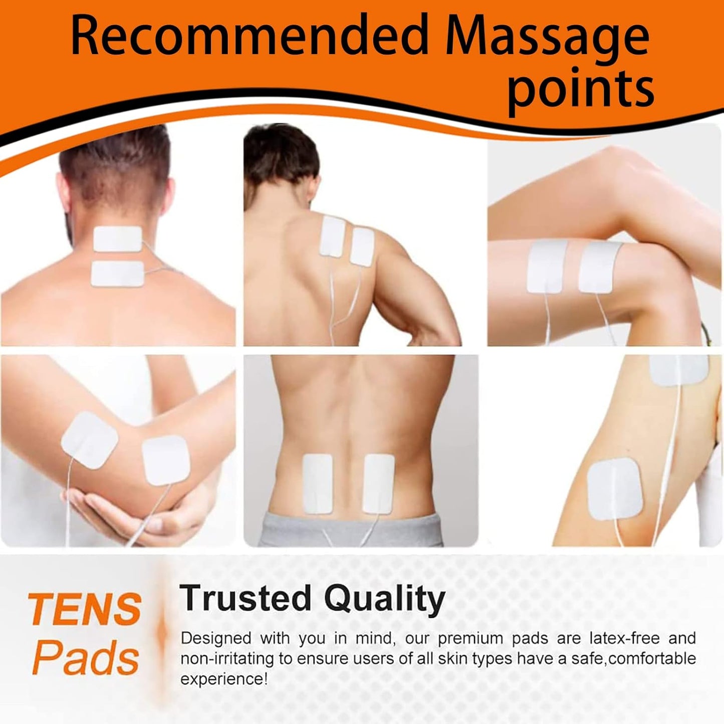 10PCS TENS Unit Replacement Pads 2x4, Reusable Electrodes for Muscle Stimulator Machine, Compatible with AUVON TENS, TENS 7000, Etekcity Tens Unit