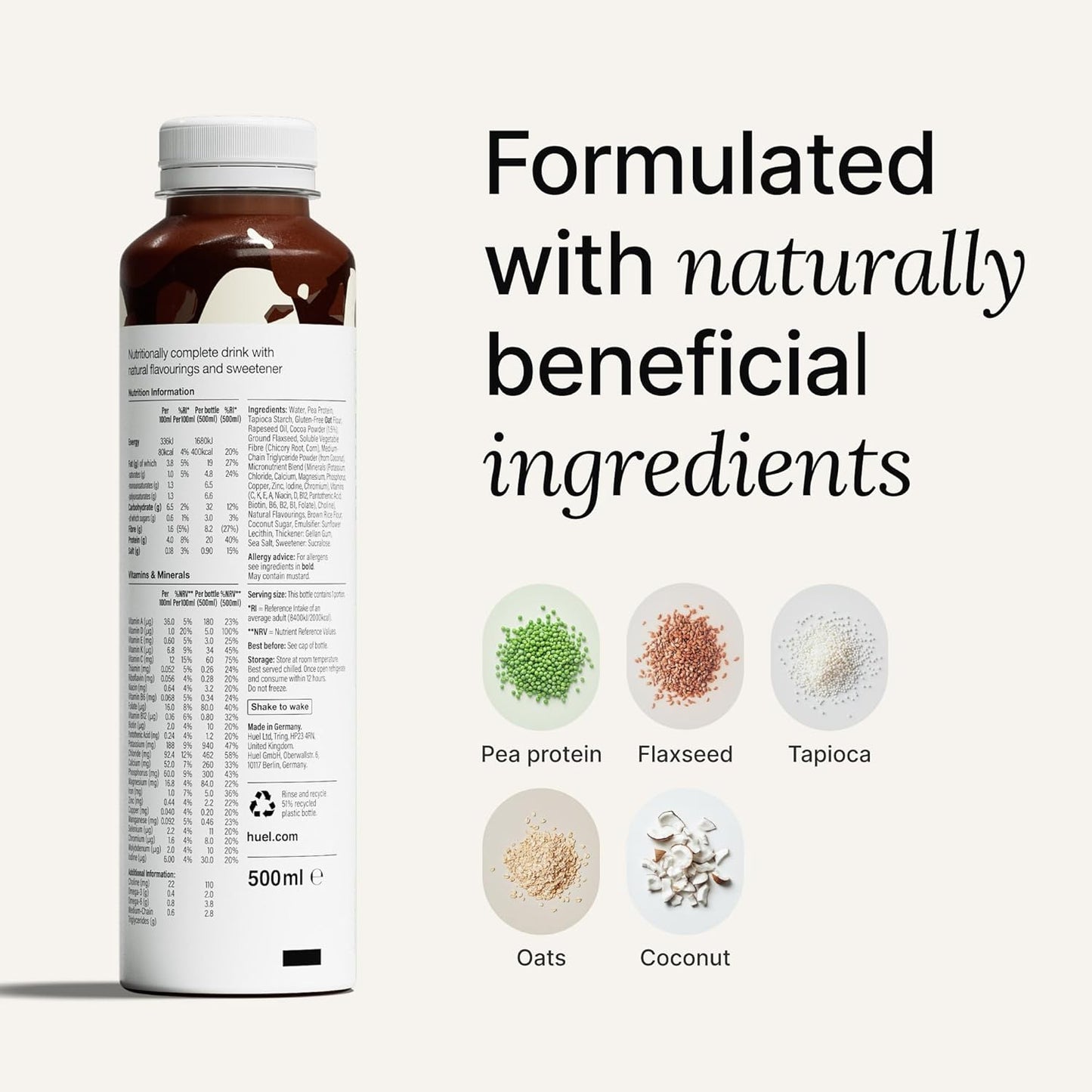 Huel Ready-to-Drink | Chocolate Meal Replacement Drink | High Protein Drink | Nutritionally Complete, Low Sugar, High Fiber, Plant Based, Vegan, Healthy | 20g Protein Per Bottle | 16.9 Fl Oz (12 Pack)