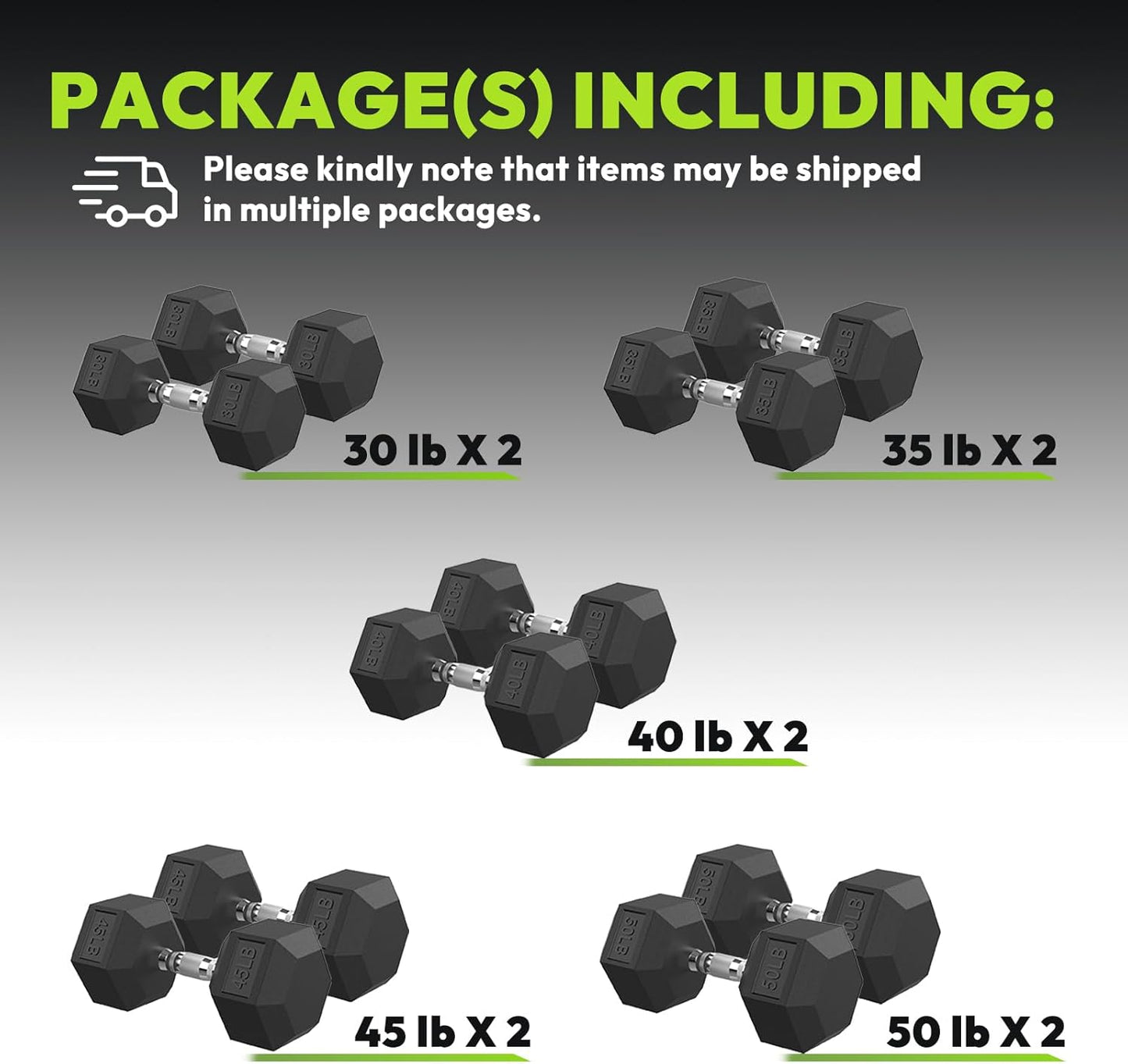 Hex Dumbbell Set, 45-400 lb Set Rubber Encased Exercise & Fitness Dumbbells, Weights Dumbbells Set, Hand Weight for Strength Training