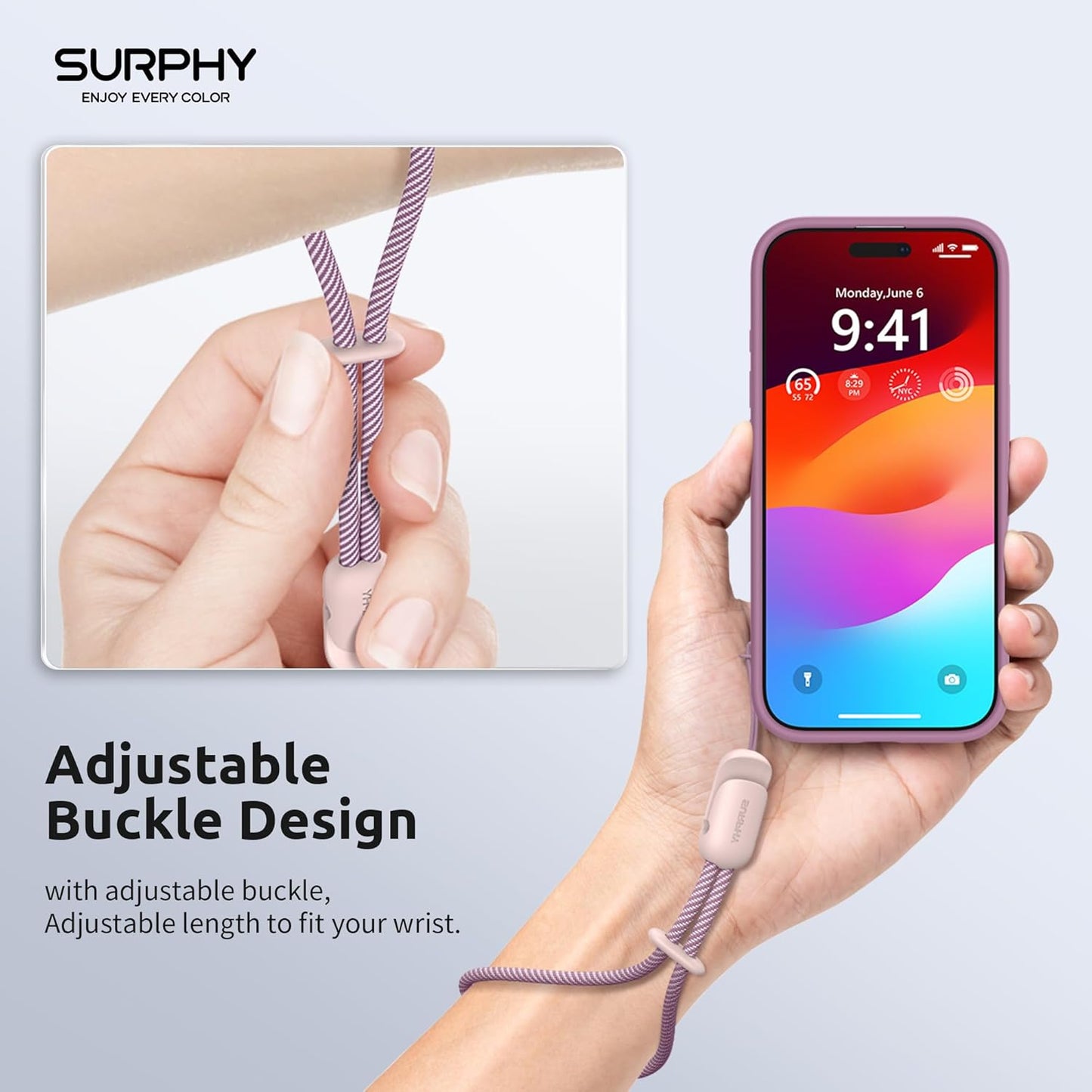 SURPHY 3 Pack Phone Wrist Strap with CellPhone Tether Tab, Cellphone Lanyard, Phone Strap with 2-Color Braided, Wrist Lanyard