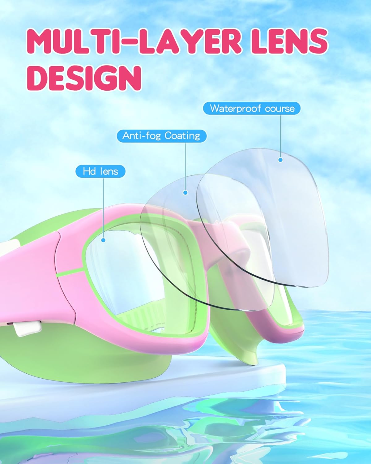 Kids Swim Goggles,Swimming Goggles for Kids 6-14, Anti-Fog UV Protection Pool Glasses for Boys Girls