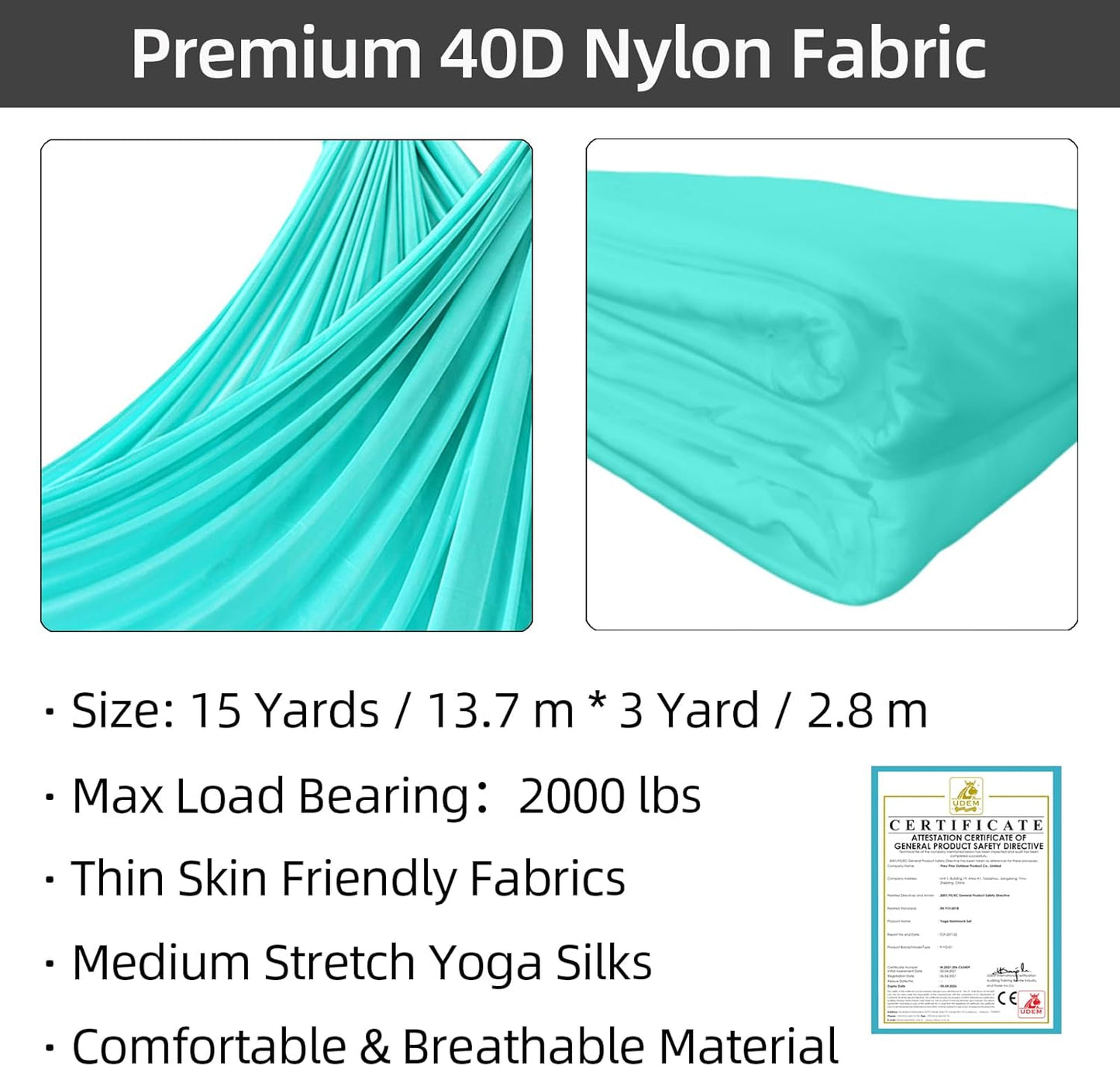 PRIOR FITNESS Aerial Silks Kit Colorful 9/15/20 Yards 40D Nylon Fabric Hammock Set With Hardware & Guide for All Levels Of Aerial Yoga Practice and Acrobatic Flying For Adults Aerial silk