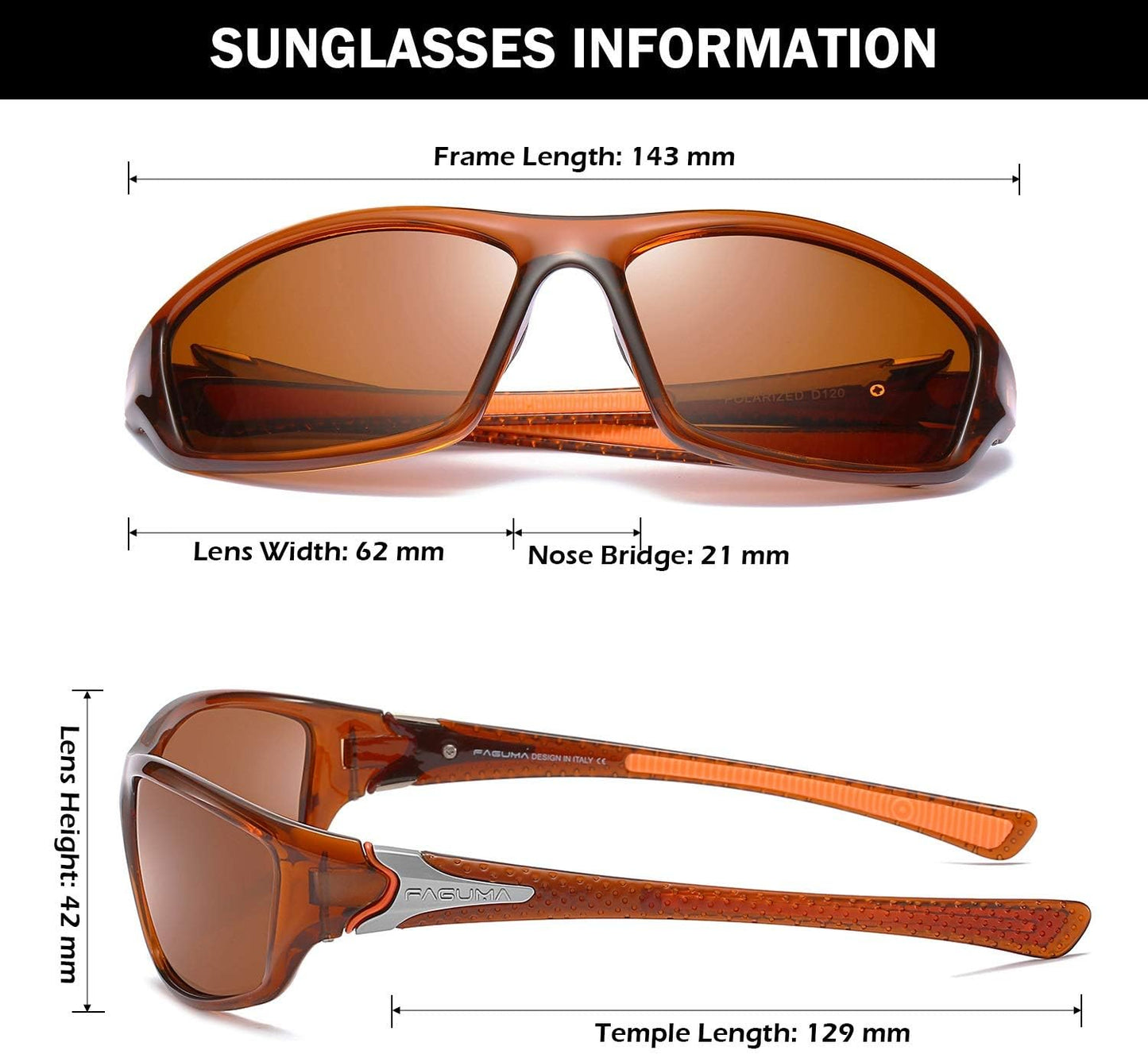 FAGUMA Sports Polarized Sunglasses For Men Cycling Driving Fishing UV400 Protection