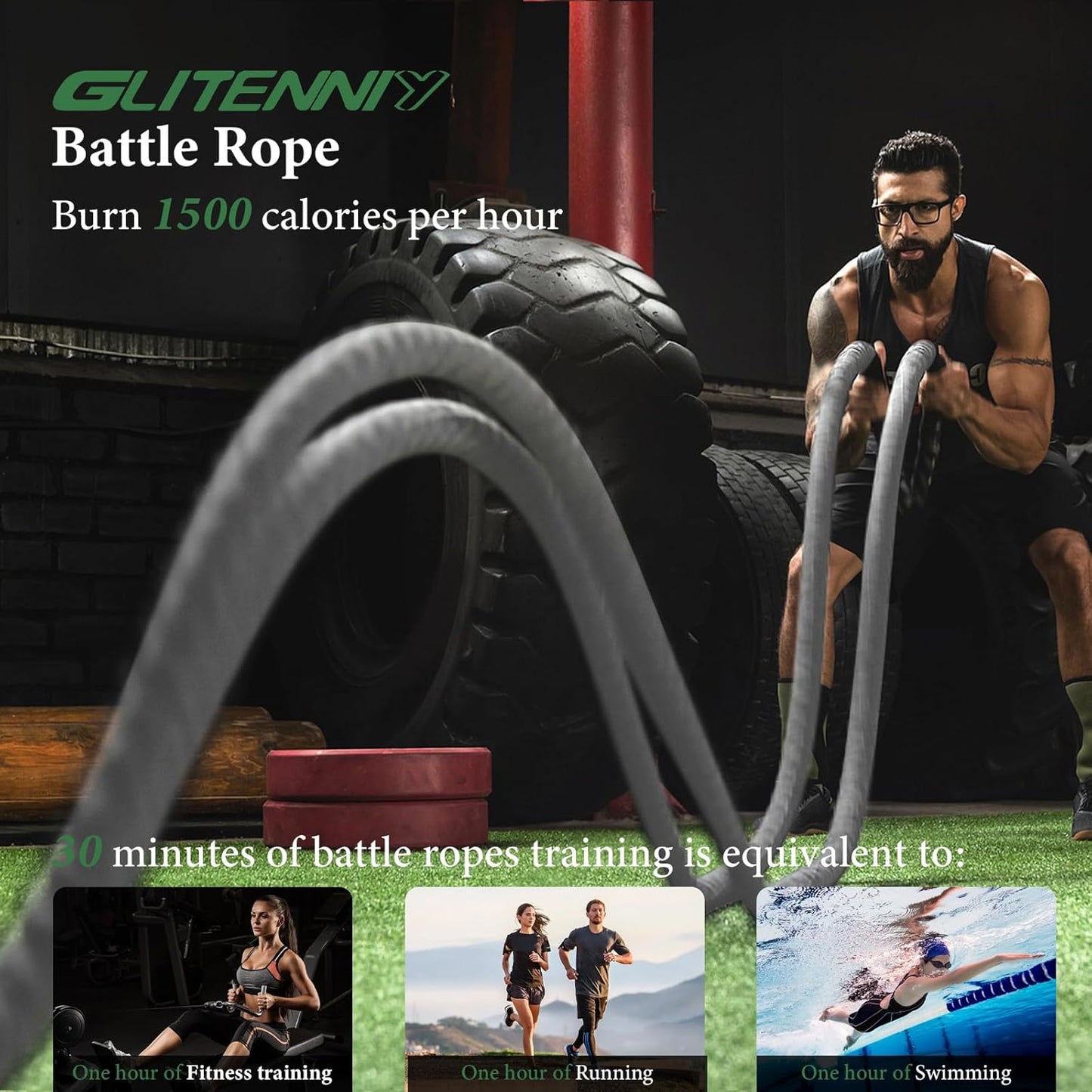 Battle Ropes Gray Workout Rope 1.5inch Battle Ropes for Home Gym 30ft Exercise Ropes for Working Out Heavy Ropes for Exercise Training Weighted Rope Weighted Workout Rope Battle Rope