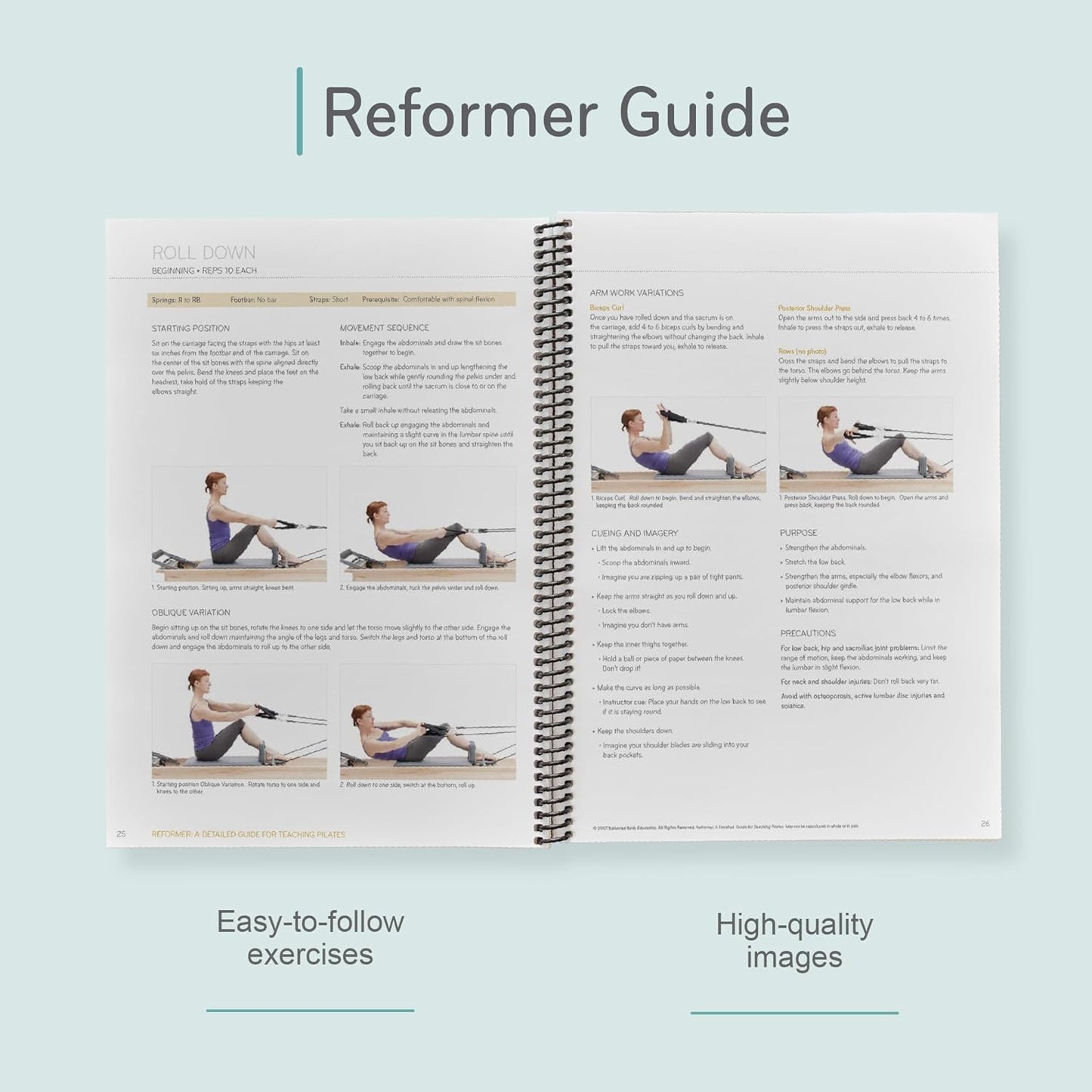 Balanced Body Reformer Guide, Pilates Reformer Guide for Workout Equipment, for Home Gym or Studio Use