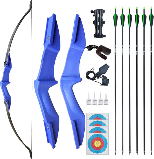 D&Q Archery Bow and Arrow Set for Adults Beginner Teenagers Youth, Takedown Recurve Bow 20lbs 30lbs 40lbs Left and Right Handed Bow, Recurve Bow Set for Outdoor Target Practice