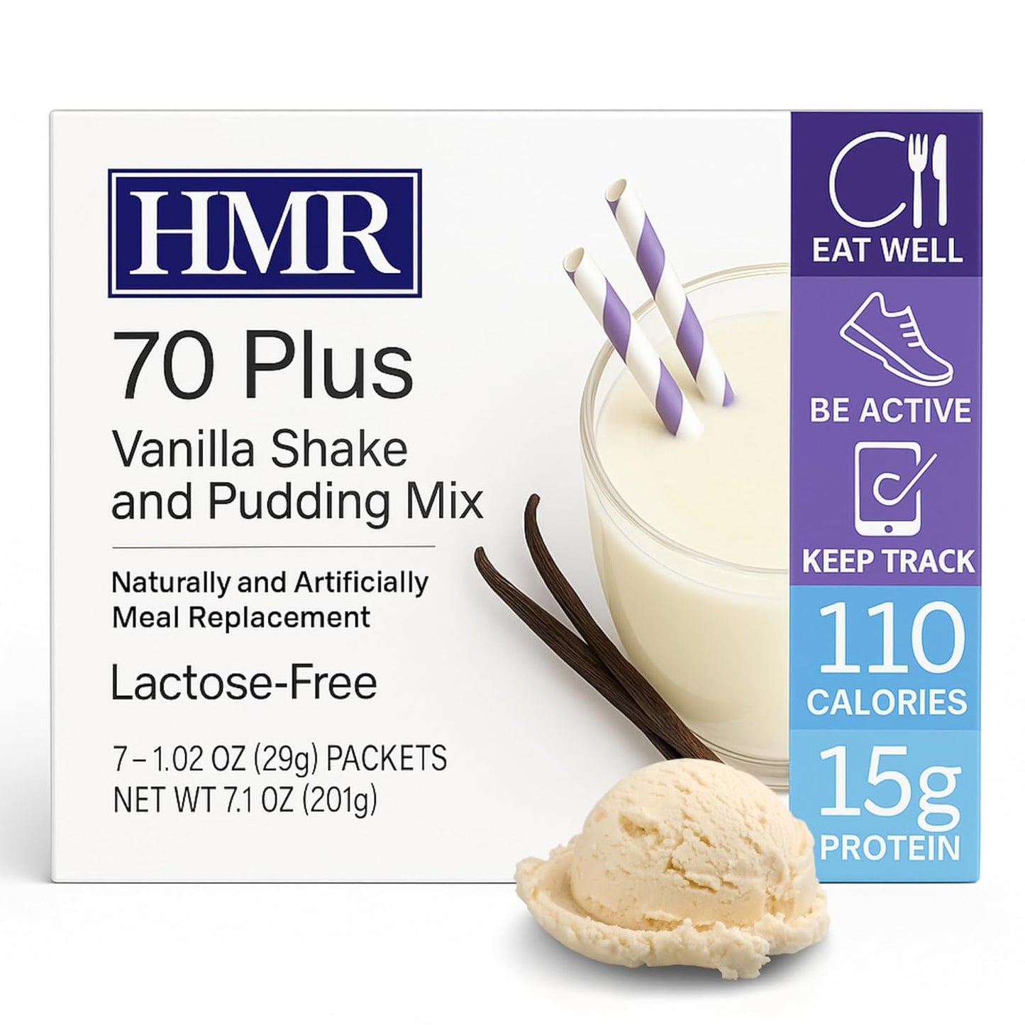 HMR 70 Plus Vanilla/Chocolate Shake & Pudding Mix | Meal Replacement Powder | Lactose-Free | 15g Protein | Easy to Make | Low Calorie | 7 Servings Per Box
