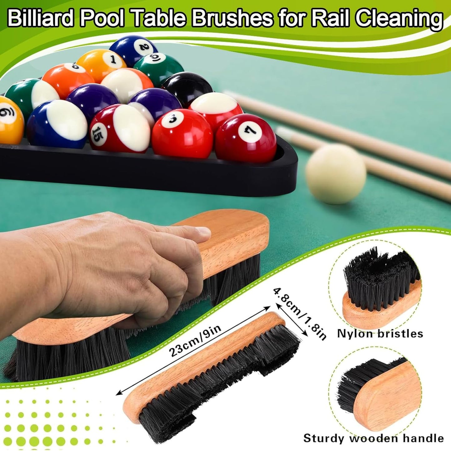 31 Pcs Billiard Accessory Kit Billiard Pool Table Balls with Triangle and Diamond Ball Holder Cue Chalks Pool Table Brush Set