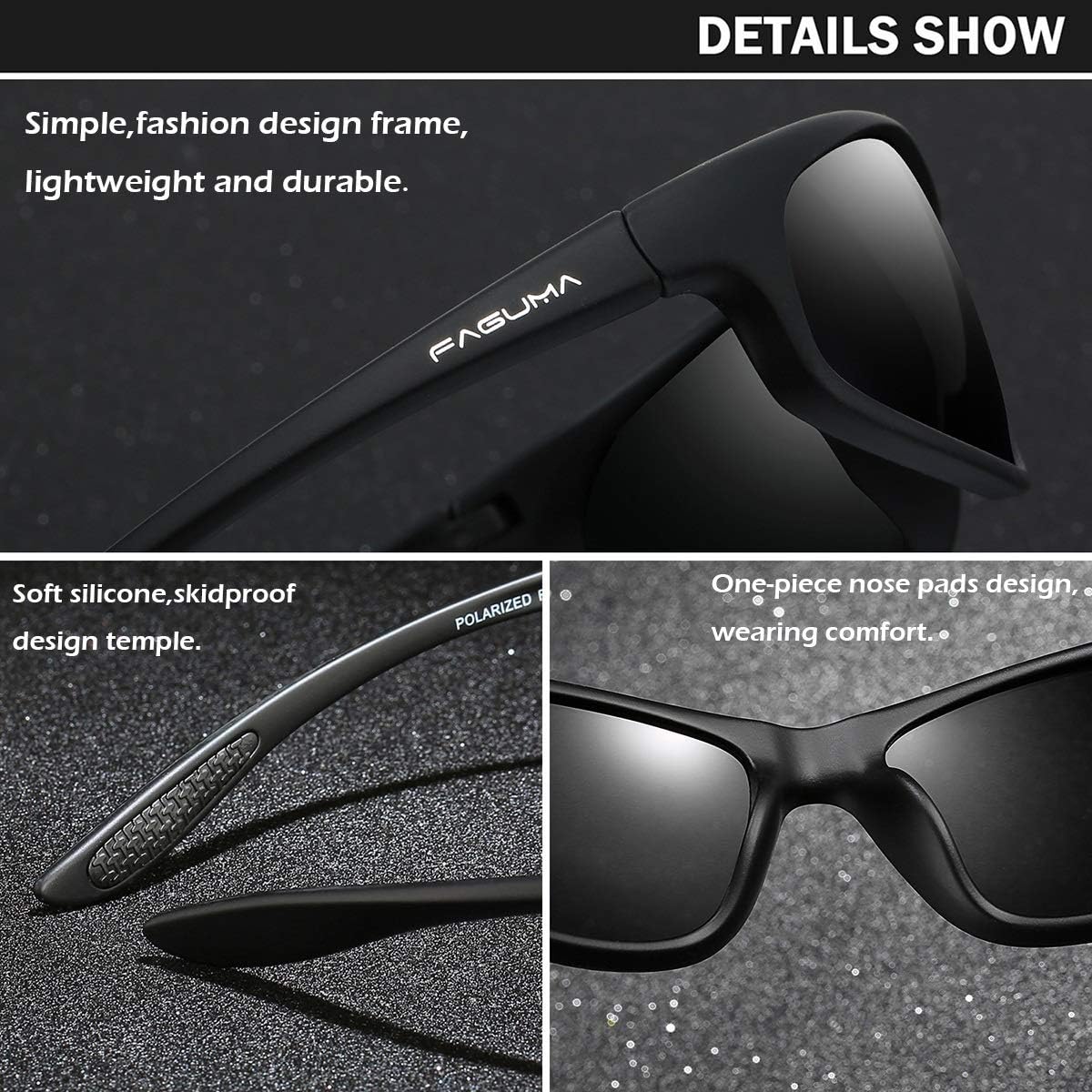 FAGUMA Polarized Sports Sunglasses For Men Cycling Driving Fishing UV400 Protection