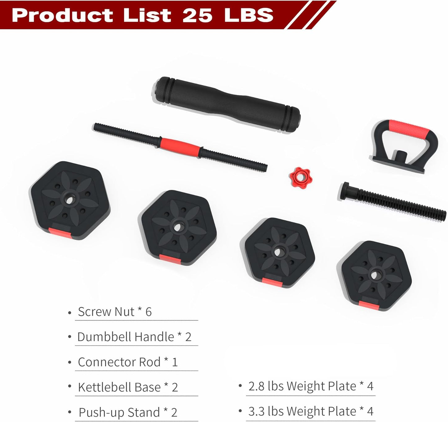 VIVITORY Dumbbell Sets Adjustable Weights, Free Weights with Connector, Non-Rolling Adjustable Dumbbell Set, Barbell for Home Gym, Hexagon, Cement Mixture