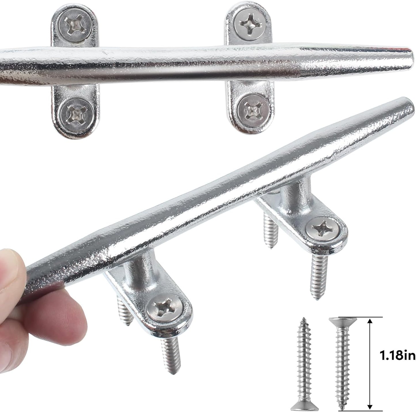 Chromium-Plated Boat Cleat, Boat Dock Cleats Open Base, Boat Cleats-Dock Cleat, Dock Cleats with Fasteners, Rope Cleat for Tying up Boats,Marine Decor(2Size,2Pack,4Pack)