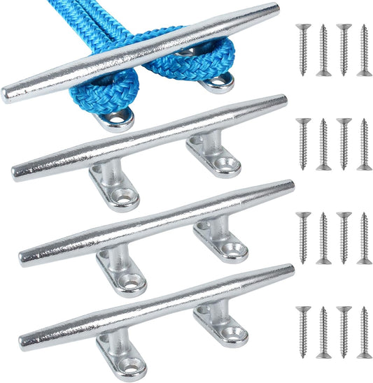 Chromium-Plated Boat Cleat, Boat Dock Cleats Open Base, Boat Cleats-Dock Cleat, Dock Cleats with Fasteners, Rope Cleat for Tying up Boats,Marine Decor(2Size,2Pack,4Pack)
