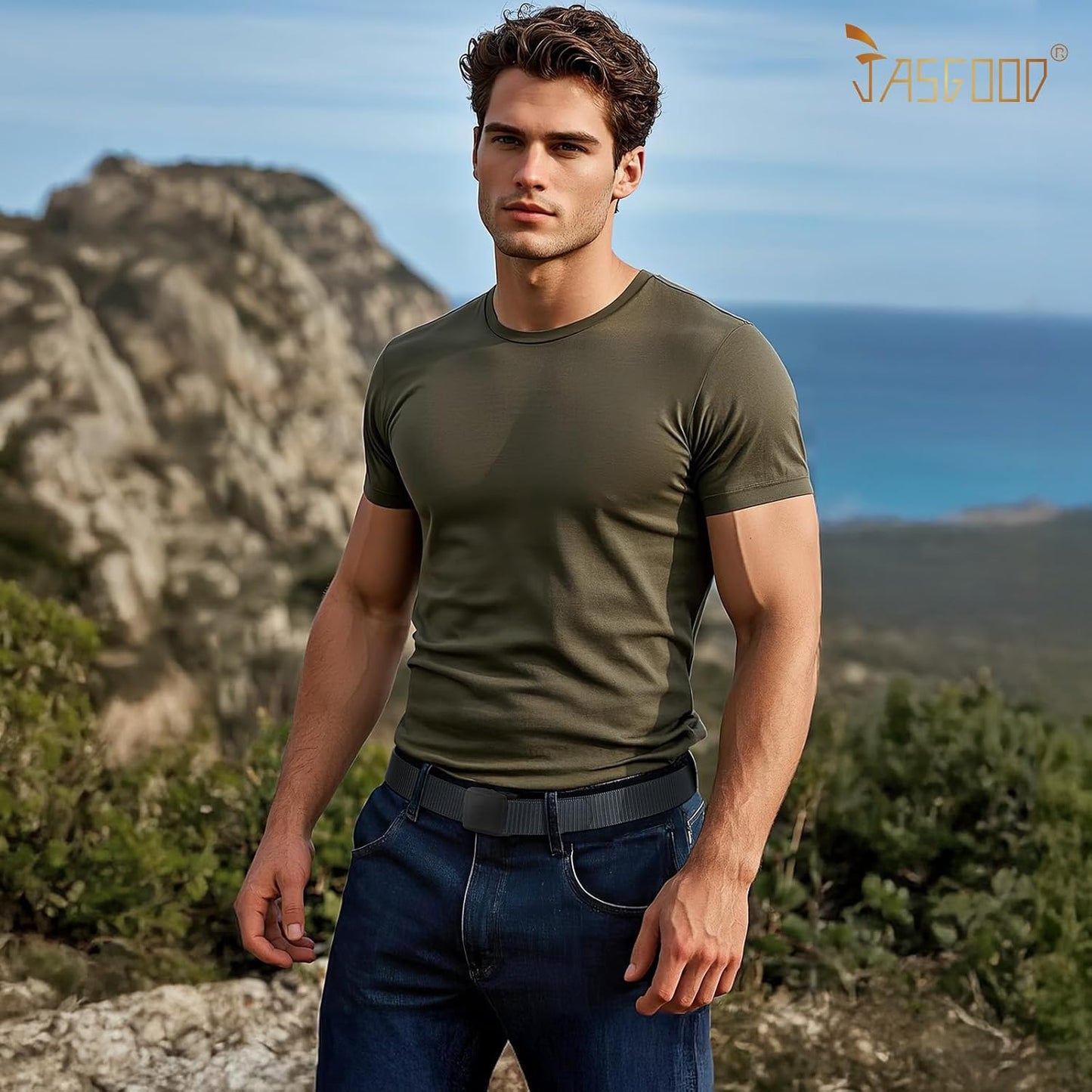 JASGOOD Nylon Canvas Breathable Military Tactical Men Waist Belt With Plastic Buckle