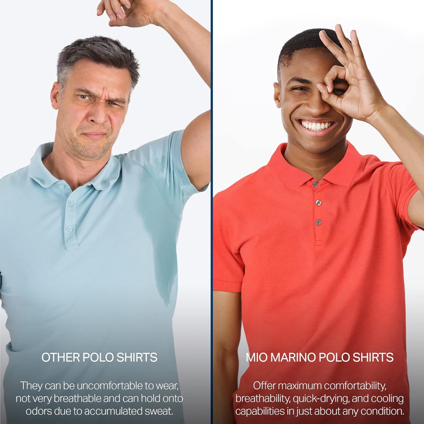 Mio Marino Golf Polo Shirts for Men - Dry Fit - Ultra-Thin Breathable Fabric