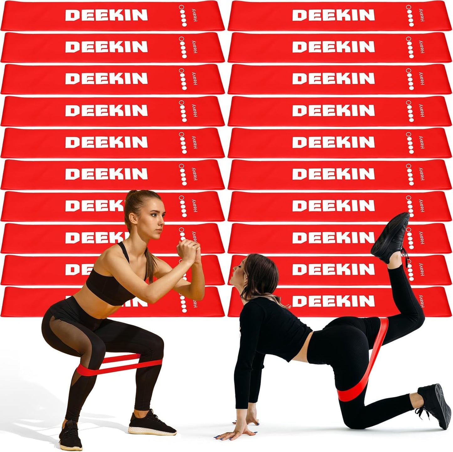 Deekin 20 Pcs Resistance Bands Resistance Loop Exercise Bands Exercise Equipment Elastic Drap Ring for Women and Men Home Fitness, Gym, Yoga